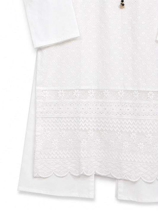 White Chikankari 2-Piece Stitched Suit | 14 August Collection
