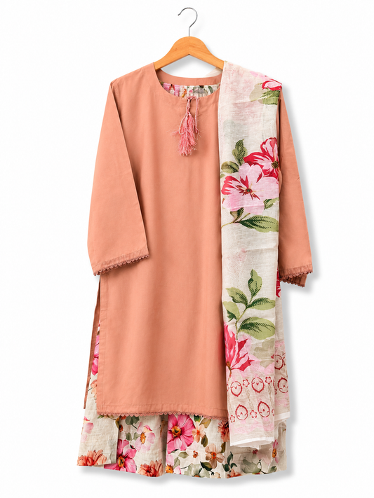 Yahyas Blush Peach 4-Piece Set with Free Khussa