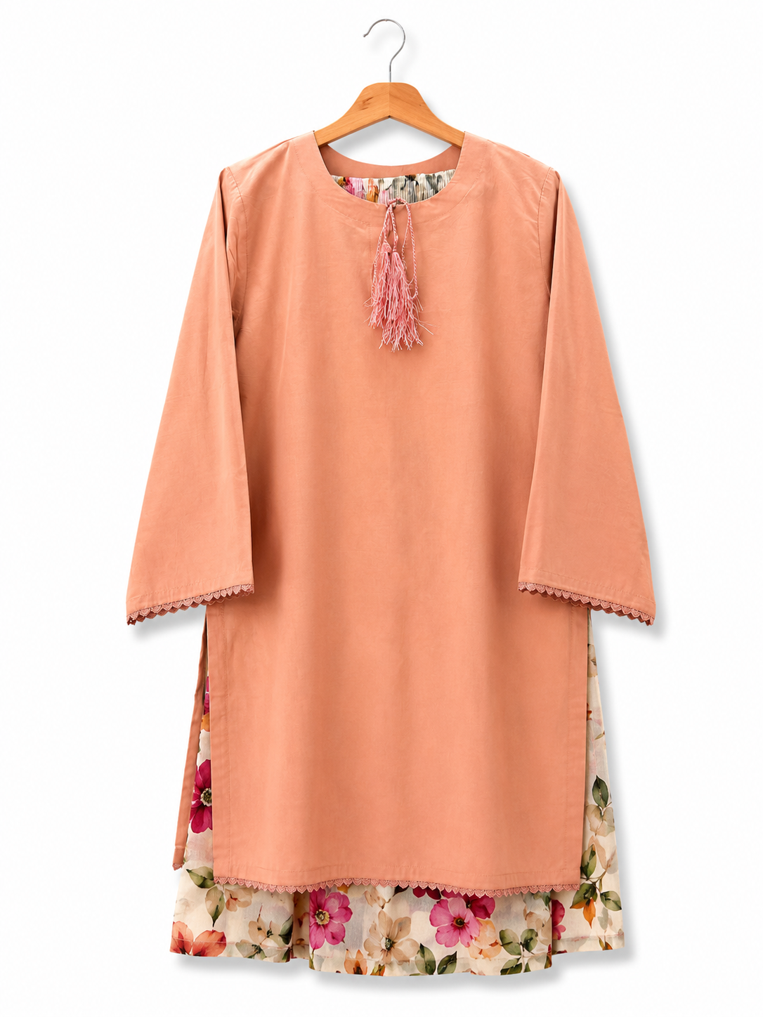 Yahyas Blush Peach 4-Piece Set with Free Khussa