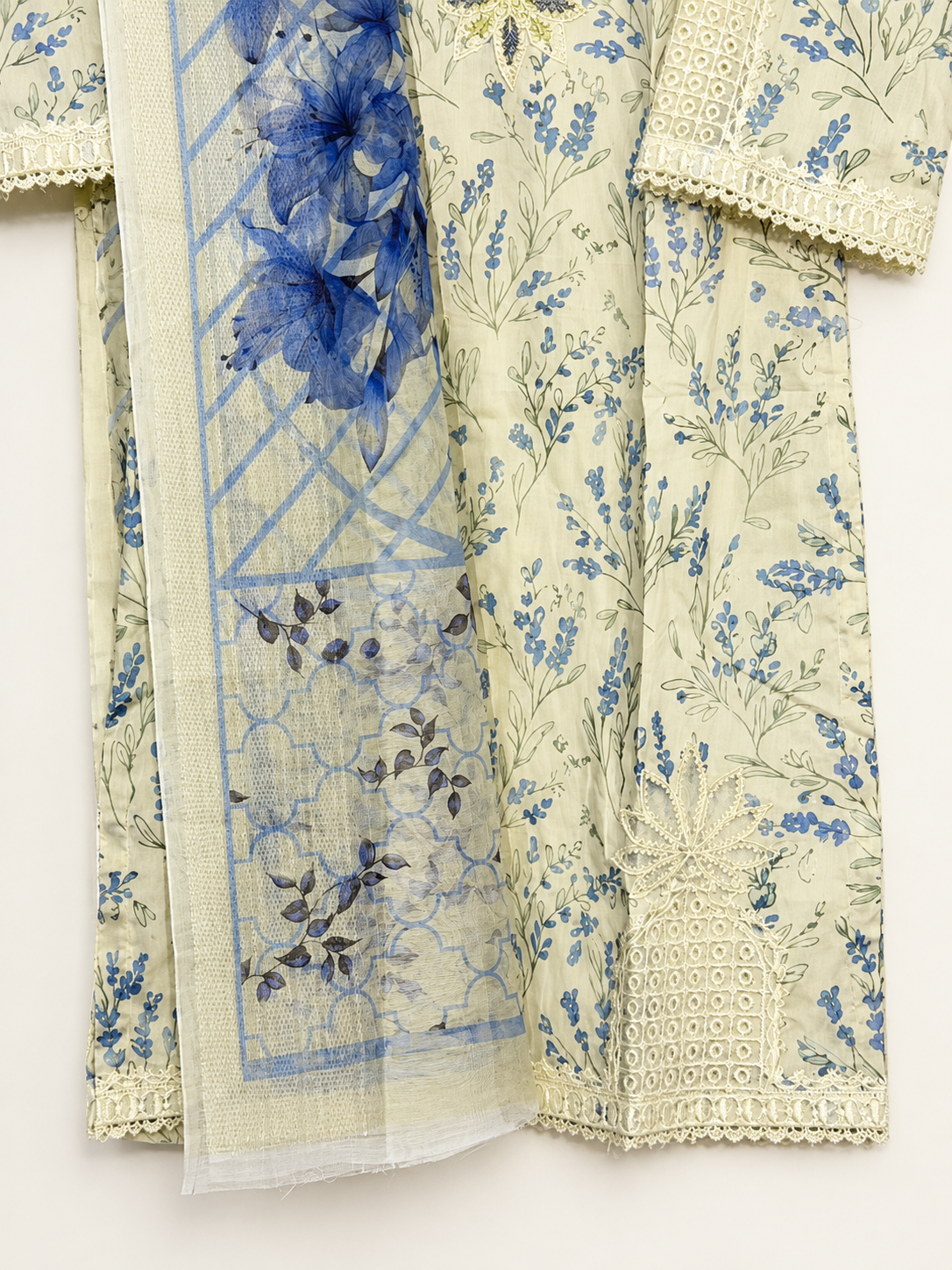 Zarmeen | 3 Piece Cotrie Embroidered Long Kurta Suit with Patch Work & Digital Printed Dupatta