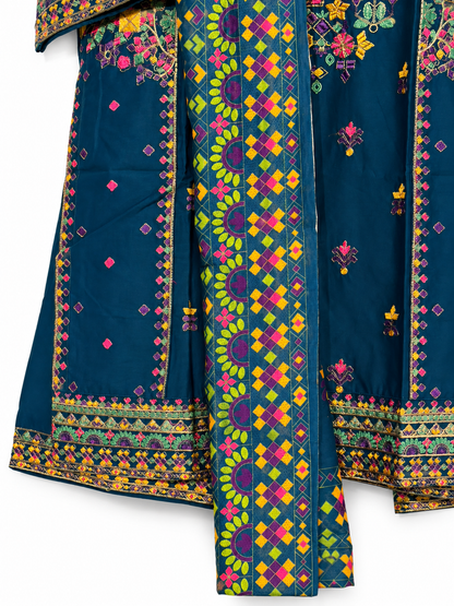 Embroidered Moti Cotton Kurta Set with Printed Dupatta