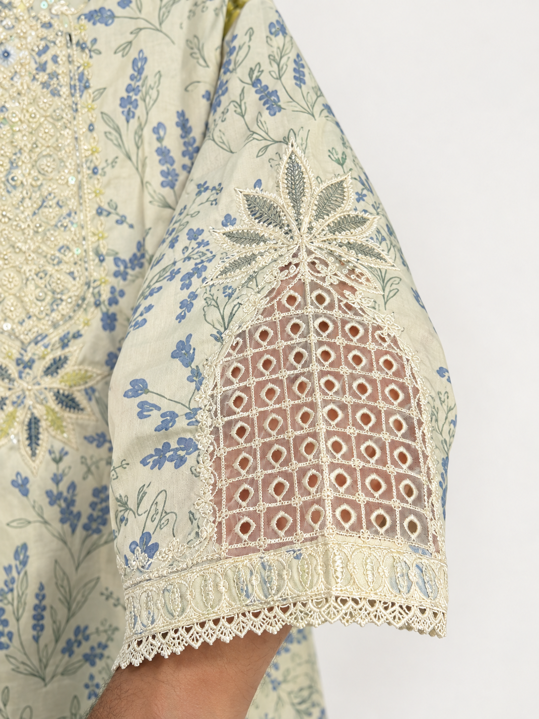 Zarmeen | 3 Piece Cotrie Embroidered Long Kurta Suit with Patch Work & Digital Printed Dupatta