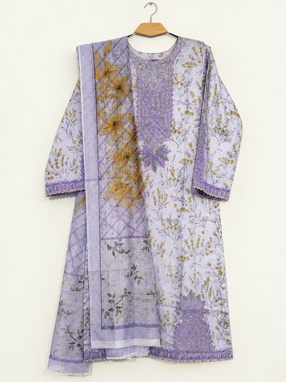 Zarmeen | 3 Piece Cotrie Embroidered Long Kurta Suit with Patch Work & Digital Printed Dupatta