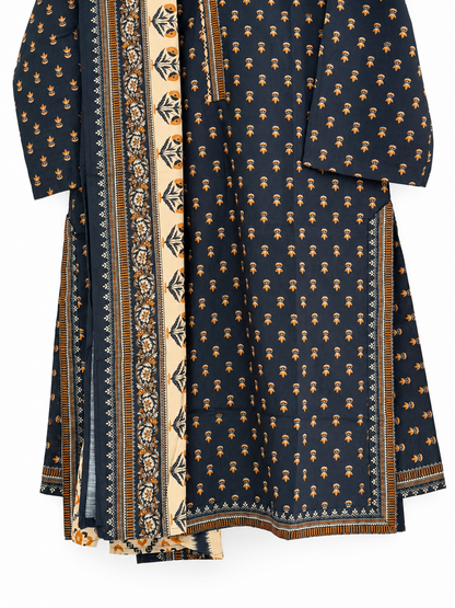 Navy mustard suit border detail