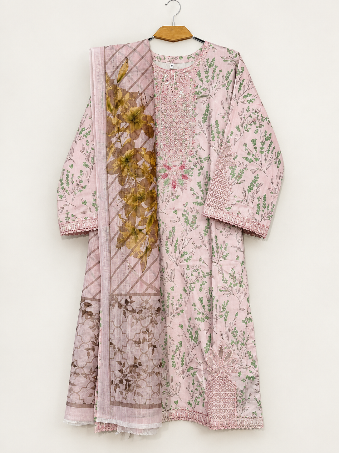 Zarmeen | 3 Piece Cotrie Embroidered Long Kurta Suit with Patch Work & Digital Printed Dupatta