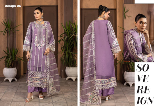 Lavender Luxury Embroidered 3-Piece Women's Suit – Festive & Formal Wear | Yahyas