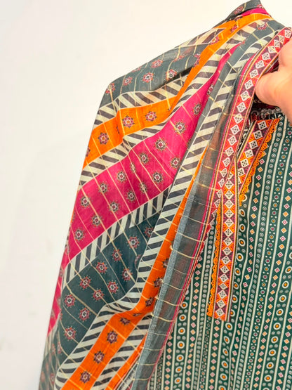 Printed 3-Piece Suit – Dark Green Ajrak | Yahyas