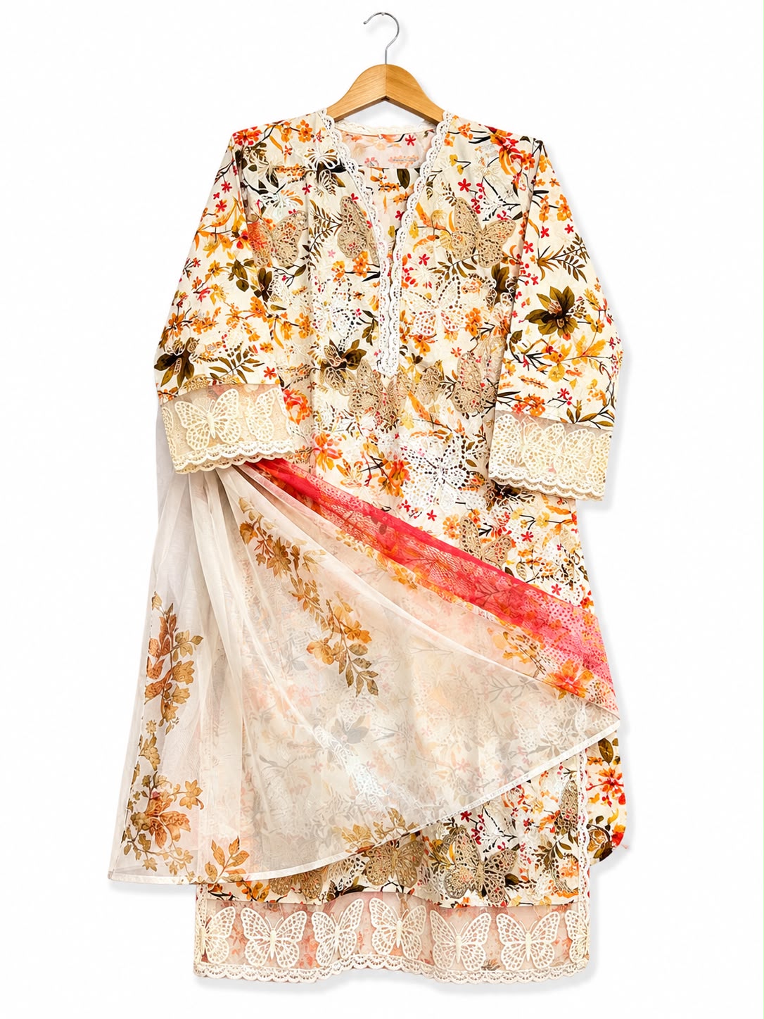 Butterfly Bloom — 3-Piece Lawn Suit | Ready to Wear