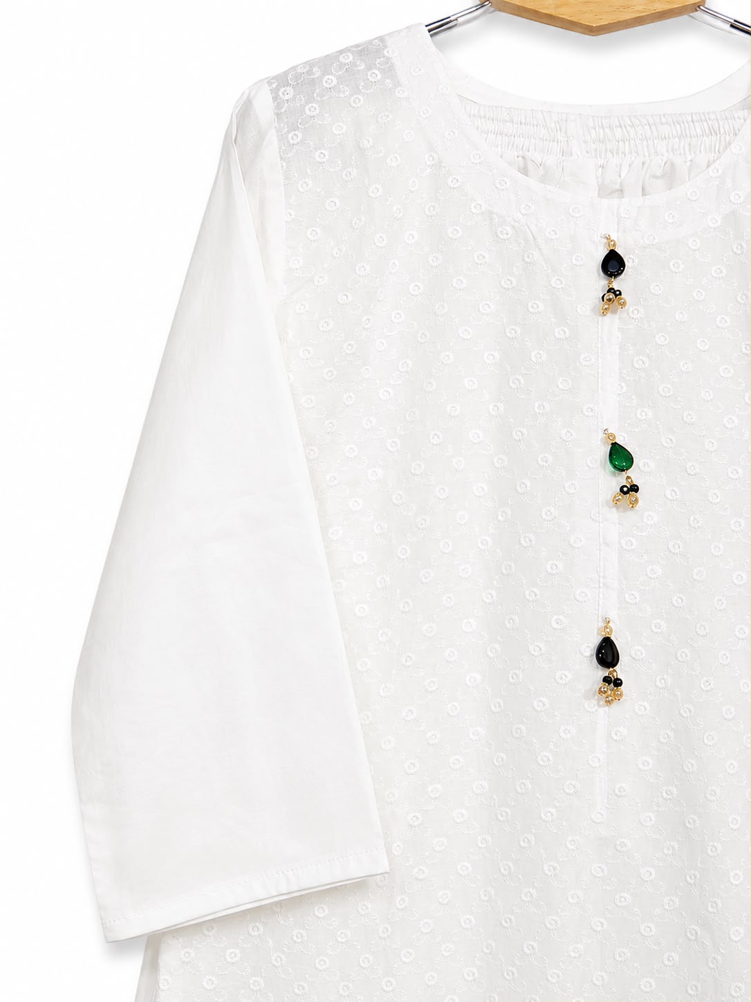 White Chikankari 2-Piece Stitched Suit