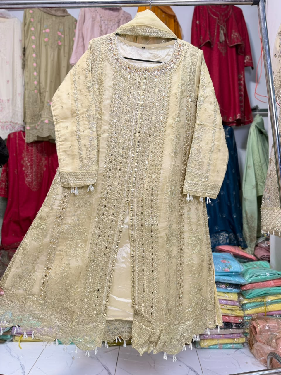 Golden Mist – Organza 3 Piece