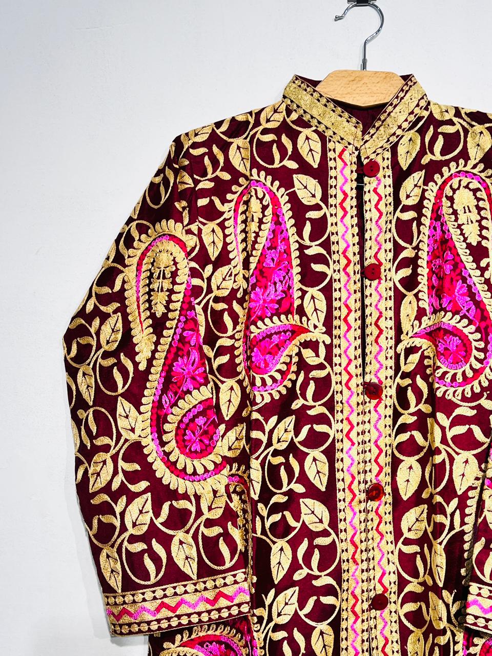 Brown Embroidered Single Shirt – Classic Design | Yahyas