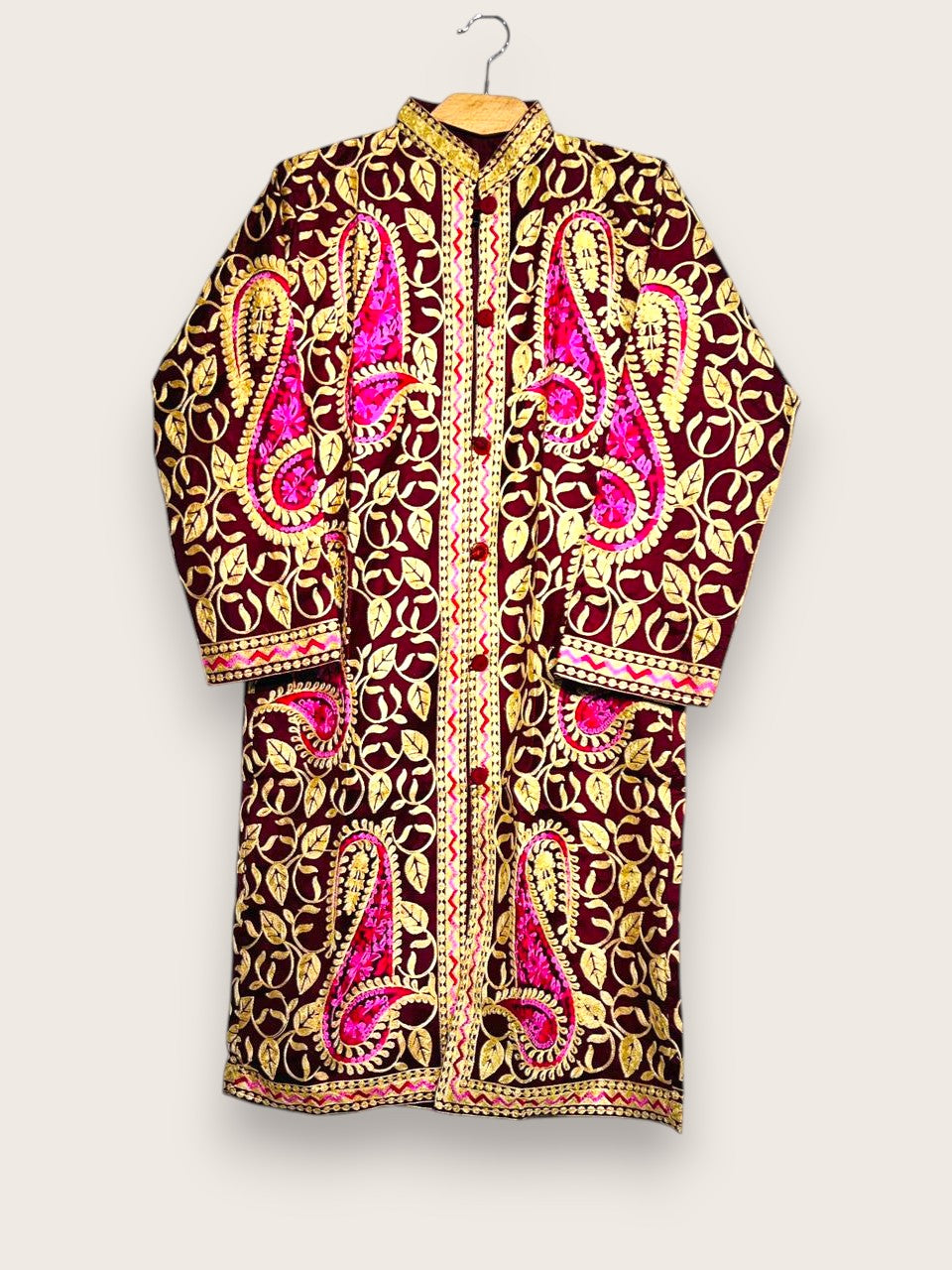 Brown Embroidered Single Shirt – Classic Design | Yahyas