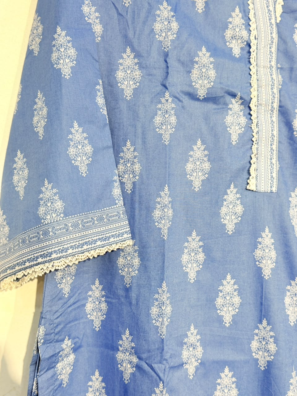 Printed 3-Piece Suit – Steel Blue Booti | Yahyas