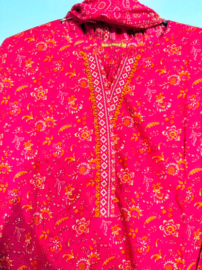 Printed 3-Piece Suit – Red Floral | Yahyas