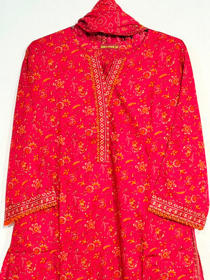 Printed 3-Piece Suit – Red Floral | Yahyas