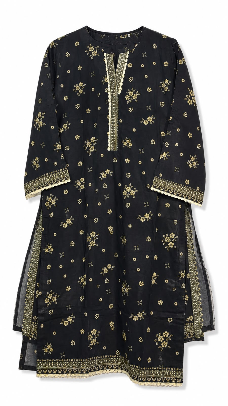Yahyas Black & Gold Floral Lawn 3-Piece Suit | Summer Collection