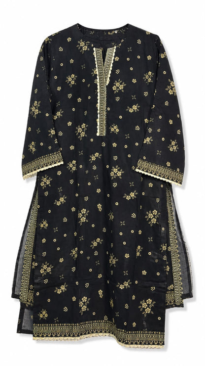 Yahyas Black & Gold Floral Lawn 3-Piece Suit | Summer Collection