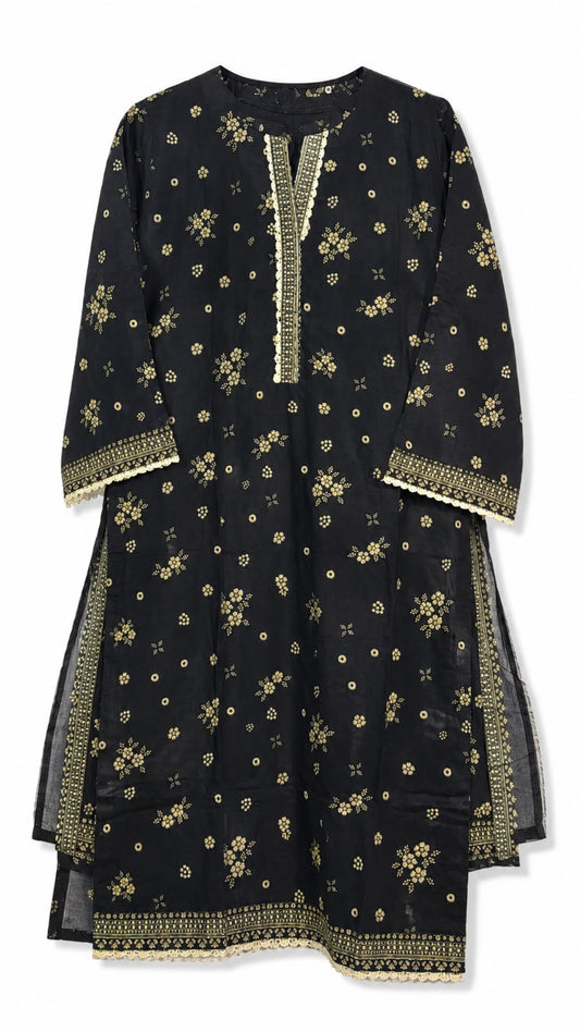 Yahyas Black & Gold Floral Lawn 3-Piece Suit | Summer Collection
