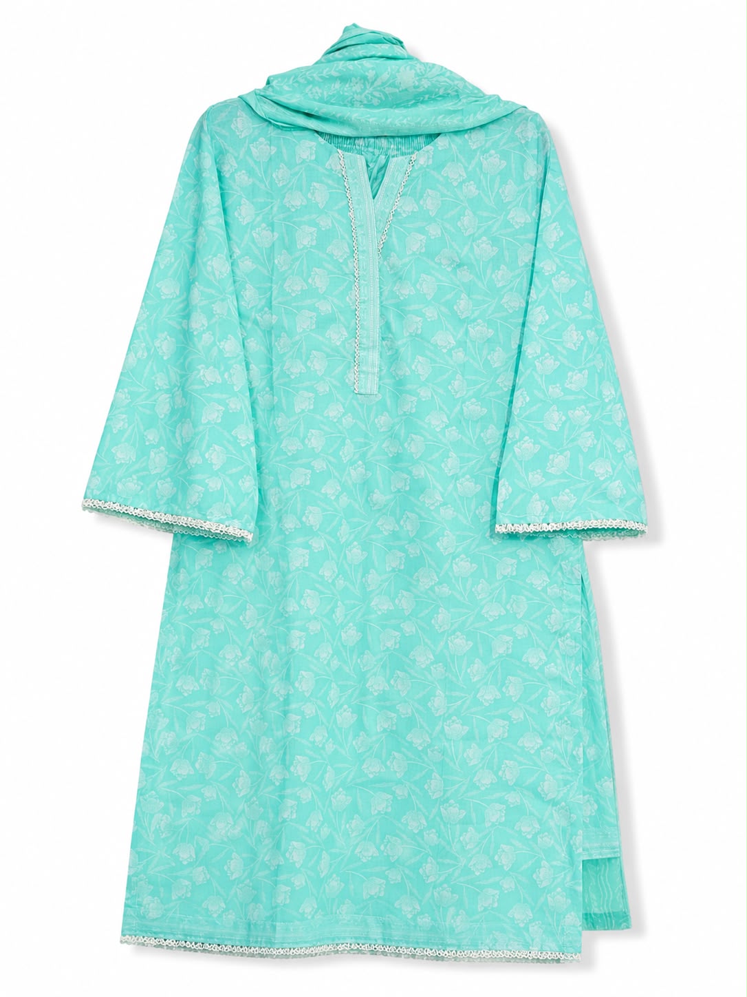 Yahyas Mint Green Floral Lawn 3-Piece Suit | Fresh Summer Collection