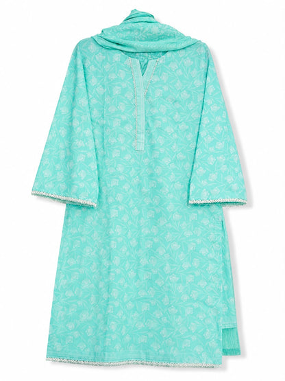 Yahyas Mint Green Floral Lawn 3-Piece Suit | Fresh Summer Collection