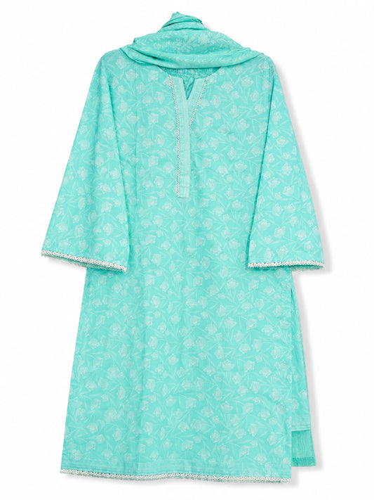 Yahyas Mint Green Floral Lawn 3-Piece Suit | Fresh Summer Collection