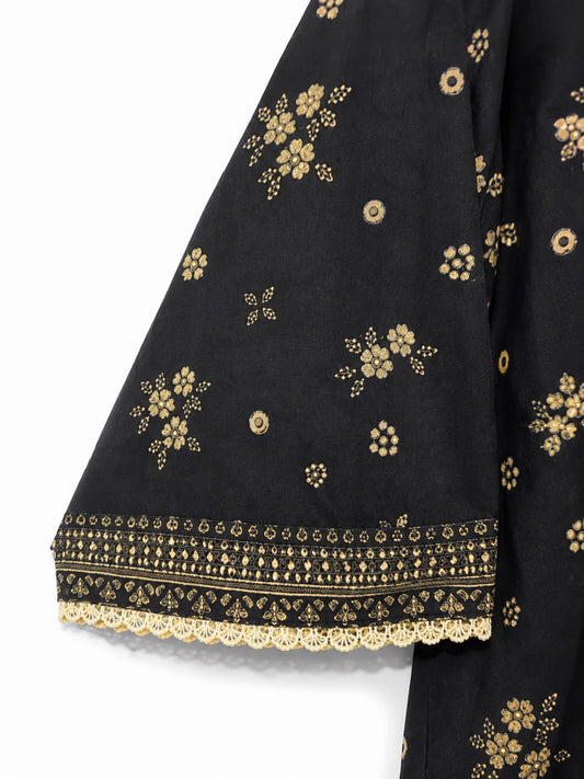 Yahyas Black & Gold Floral Lawn 3-Piece Suit | Summer Collection