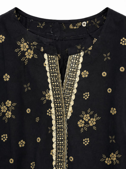 Yahyas Black & Gold Floral Lawn 3-Piece Suit | Summer Collection