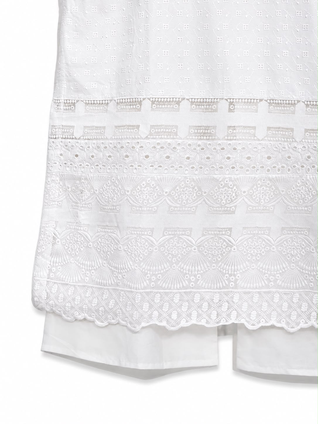 Embroidered lace hem border detail