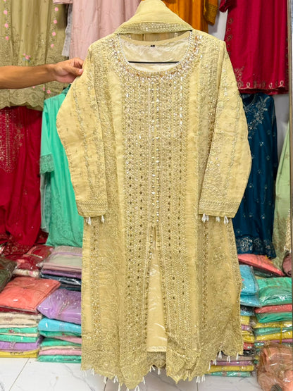 Golden Mist – Organza 3 Piece