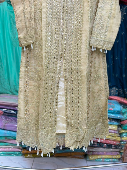 Golden Mist – Organza 3 Piece