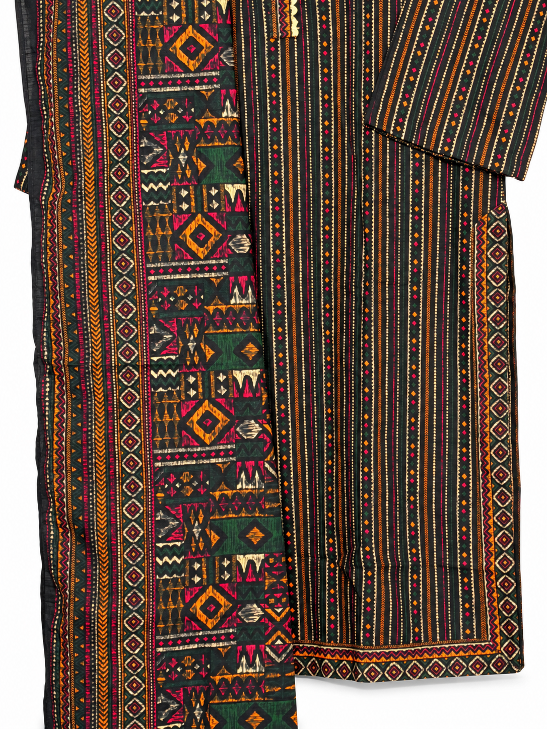 Bin Saeed Black Tribal Khaadar 3 Piece Suit gallery detail 3