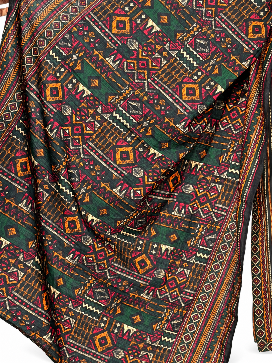 Bin Saeed Black Tribal Khaadar 3 Piece Suit gallery detail 4