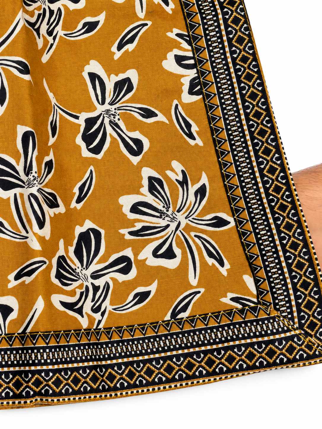 Bin Saeed Khaadar Mustard Black Floral 3 Piece Suit gallery detail 2