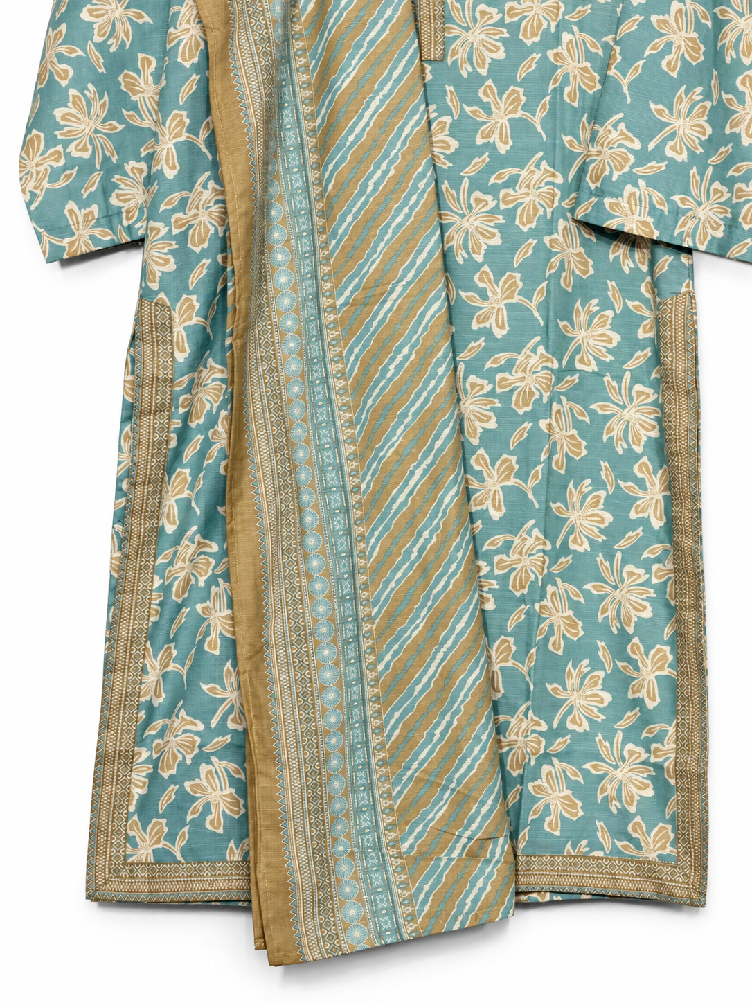 Bin Saeed Khaadar Sea Green Floral 3 Piece Suit gallery detail 2