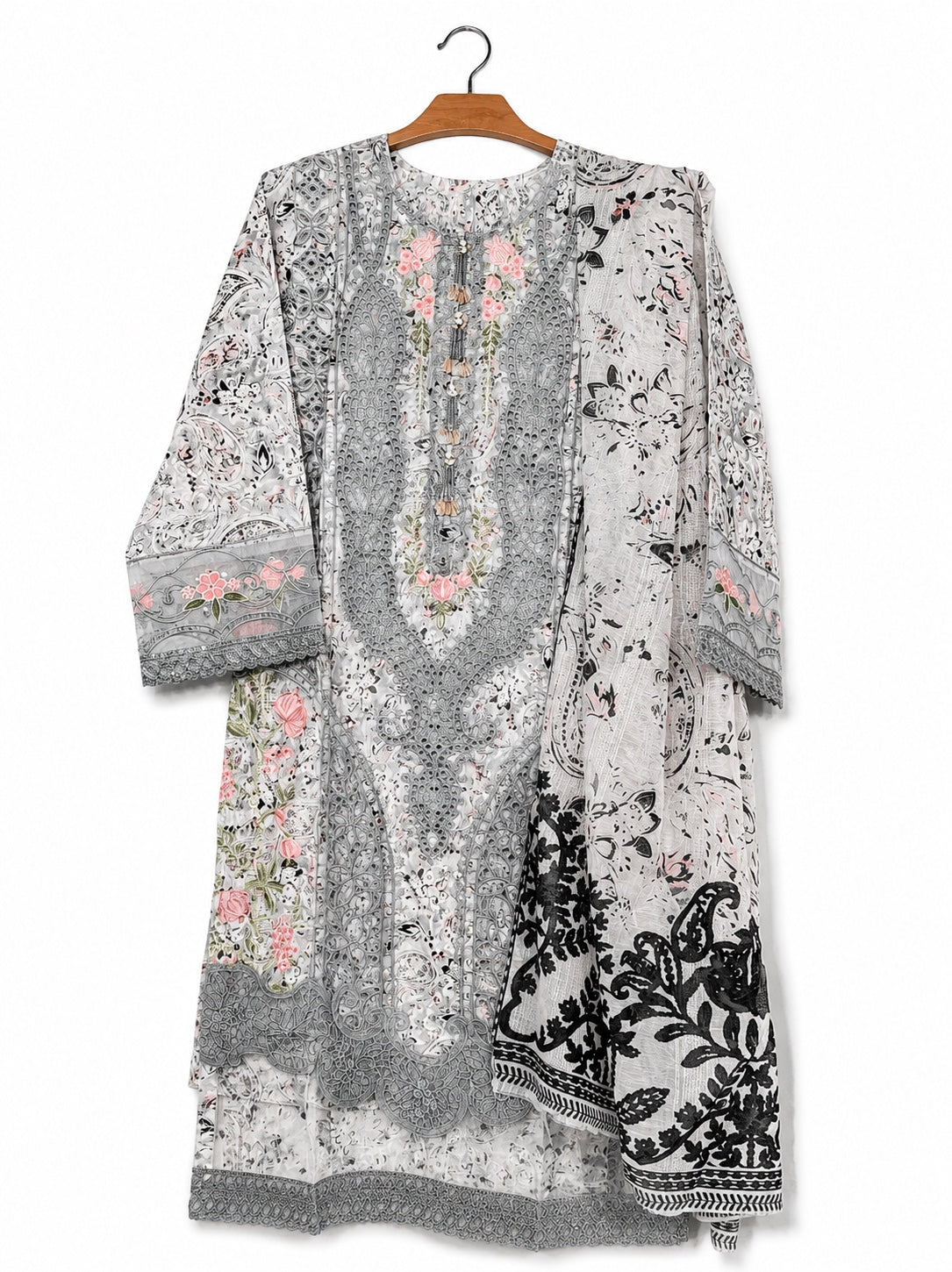 Rose Garden cotton 3-piece suit in Grey