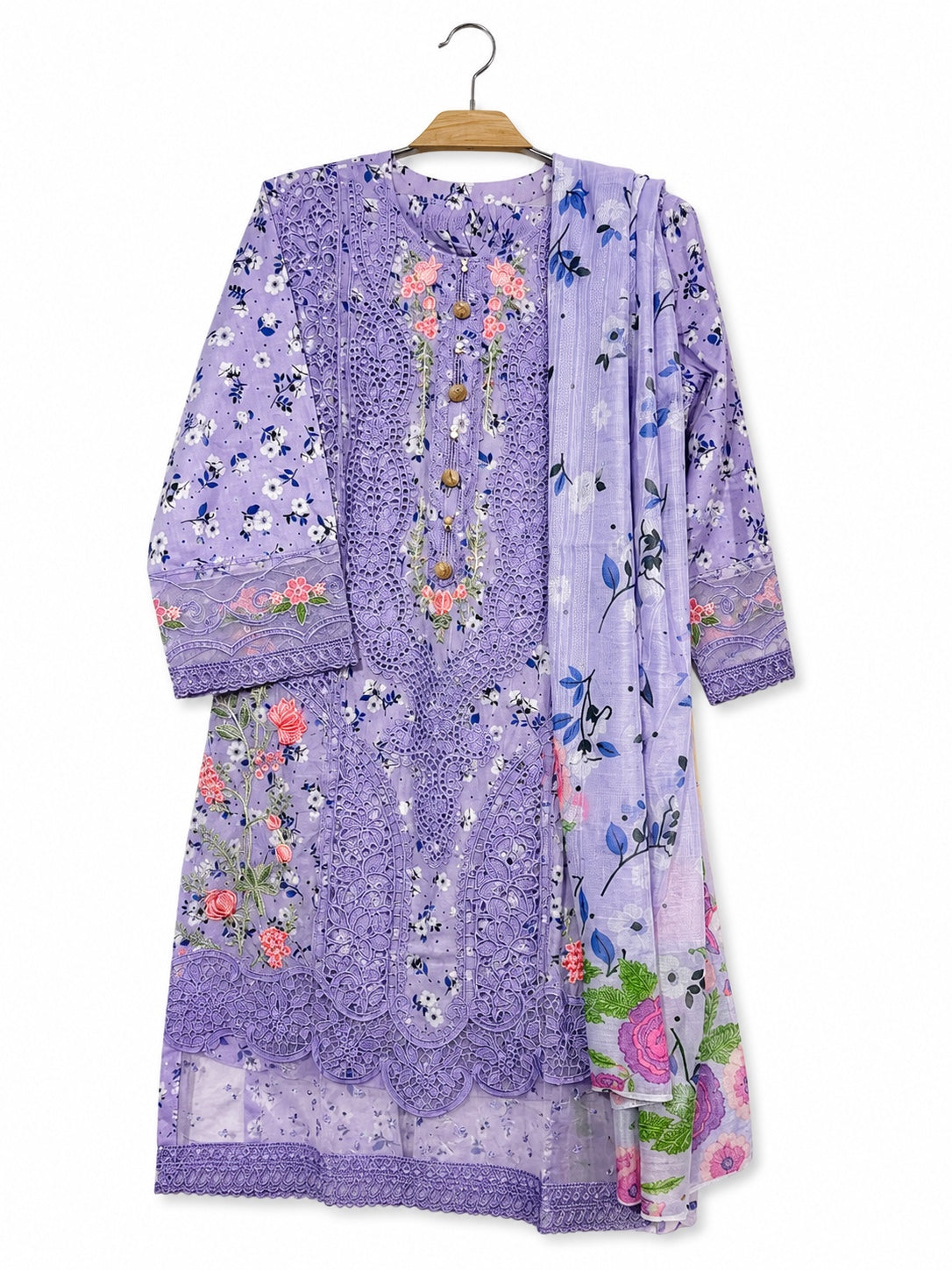 Rose Garden cotton 3-piece suit in Lavender
