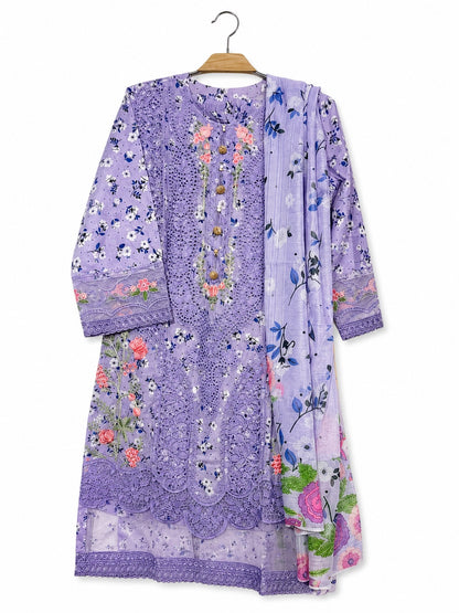Rose Garden cotton 3-piece suit in Lavender